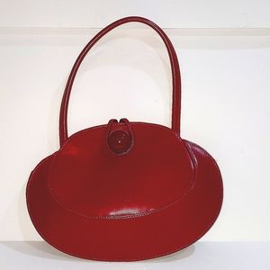 Dainty Red Leather Hand Bag Designed by Panache Paris